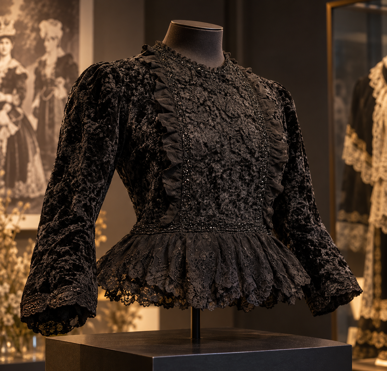 Jaquette en velours et dentelle, Braga, 1920